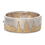 Wide Charleston Skyline Cuff Bangle with Diamonds