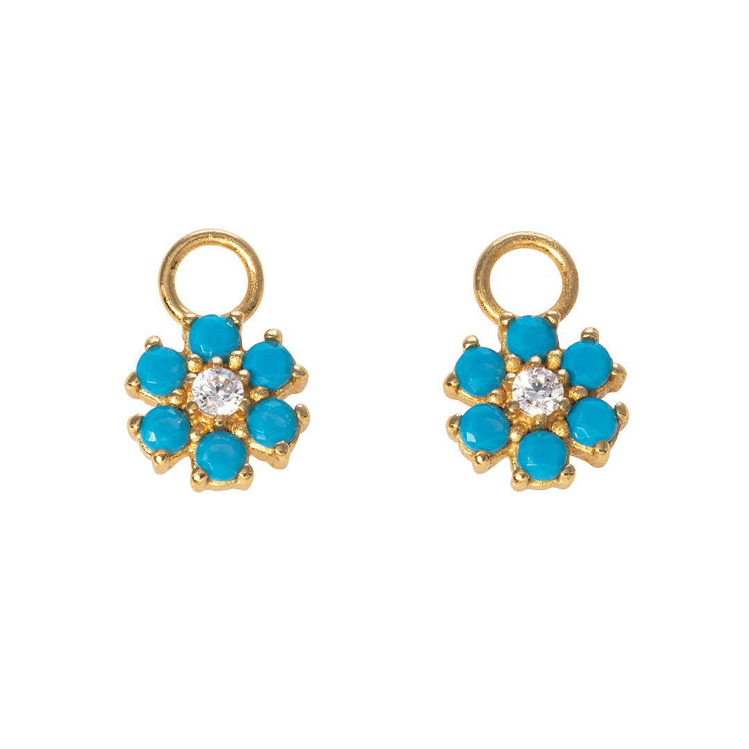 Goldbug Lowcountry Turquoise Flower Huggie Hoop Earrings