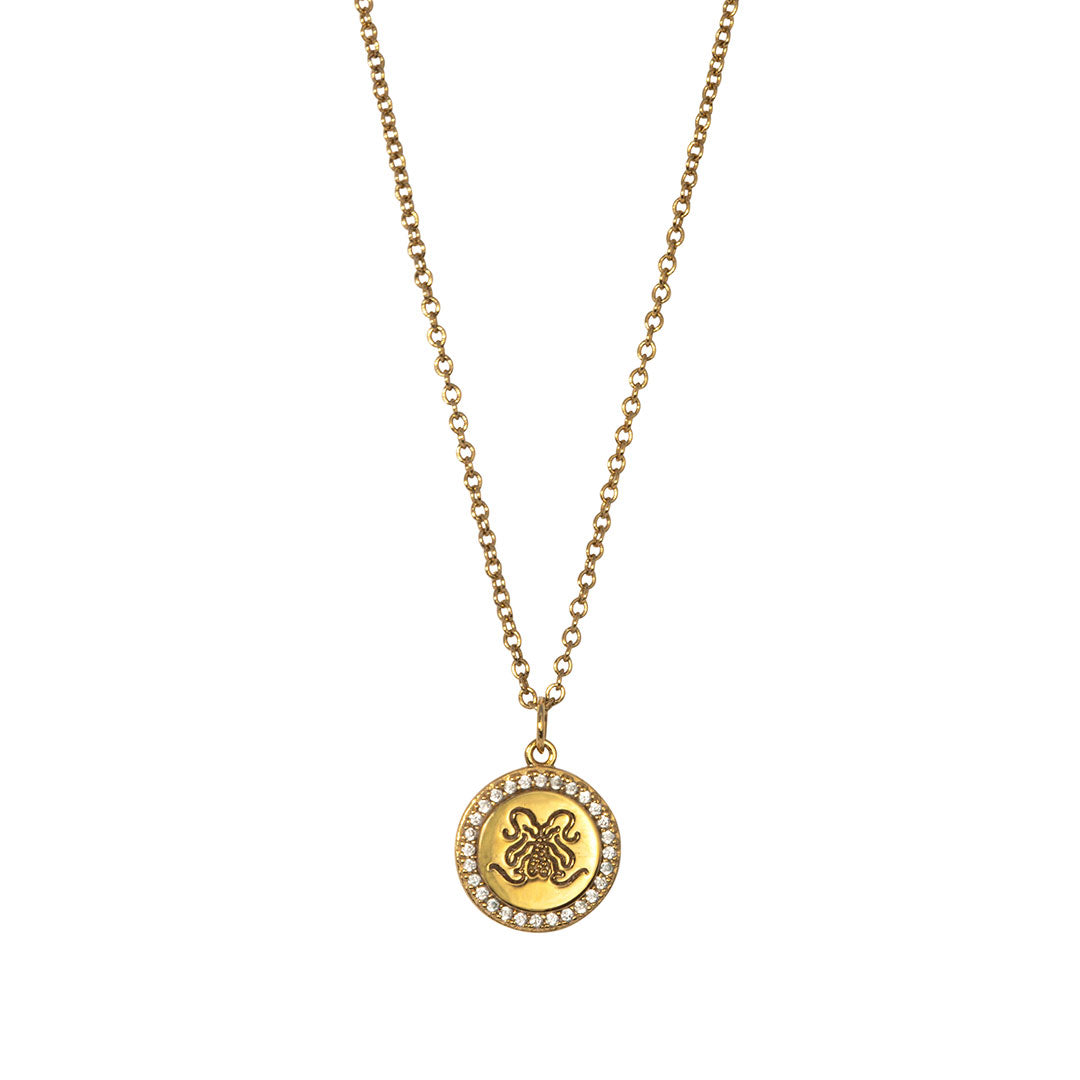 Goldbug Sparkling Bug Crest Charm Necklace