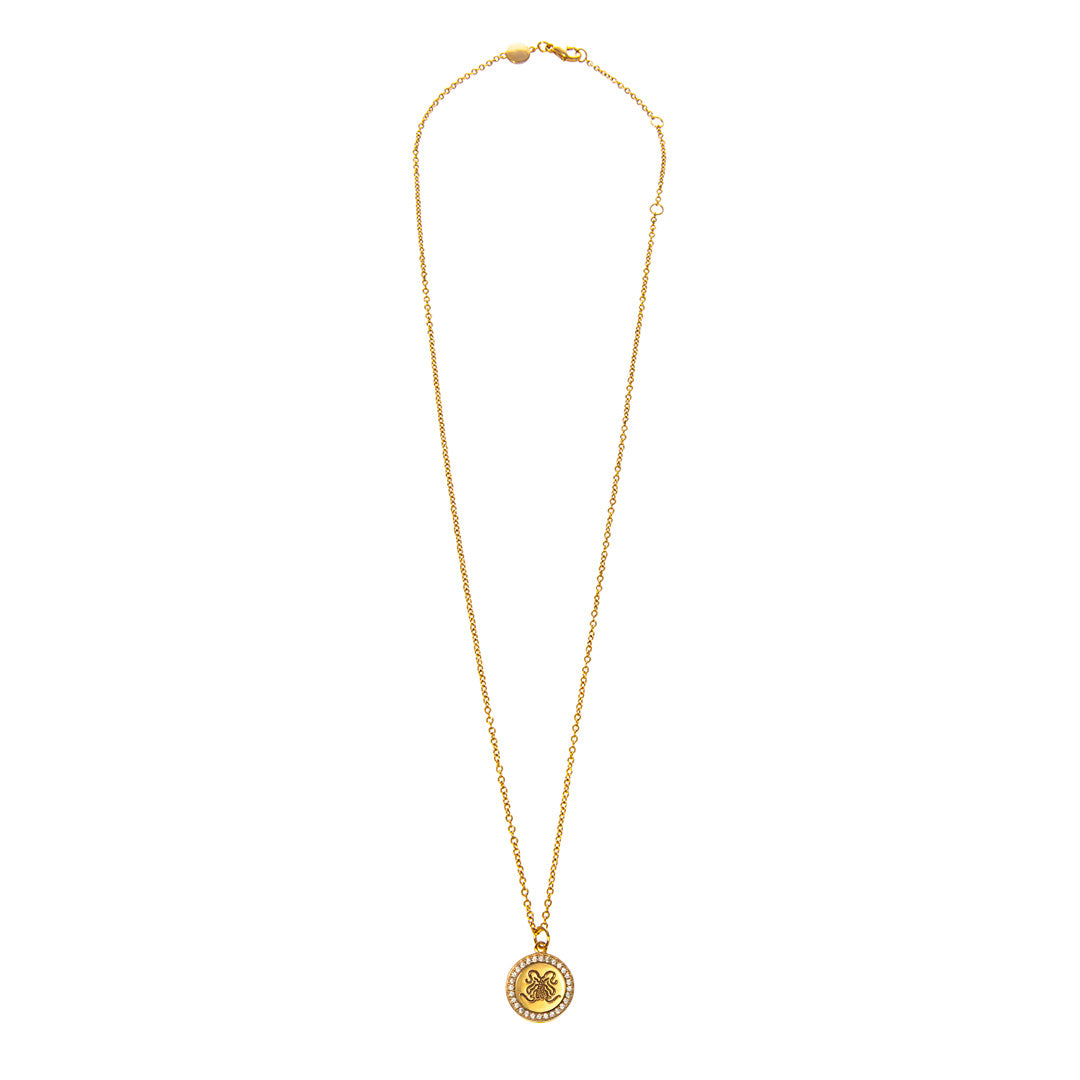 Goldbug Sparkling Bug Crest Charm Necklace