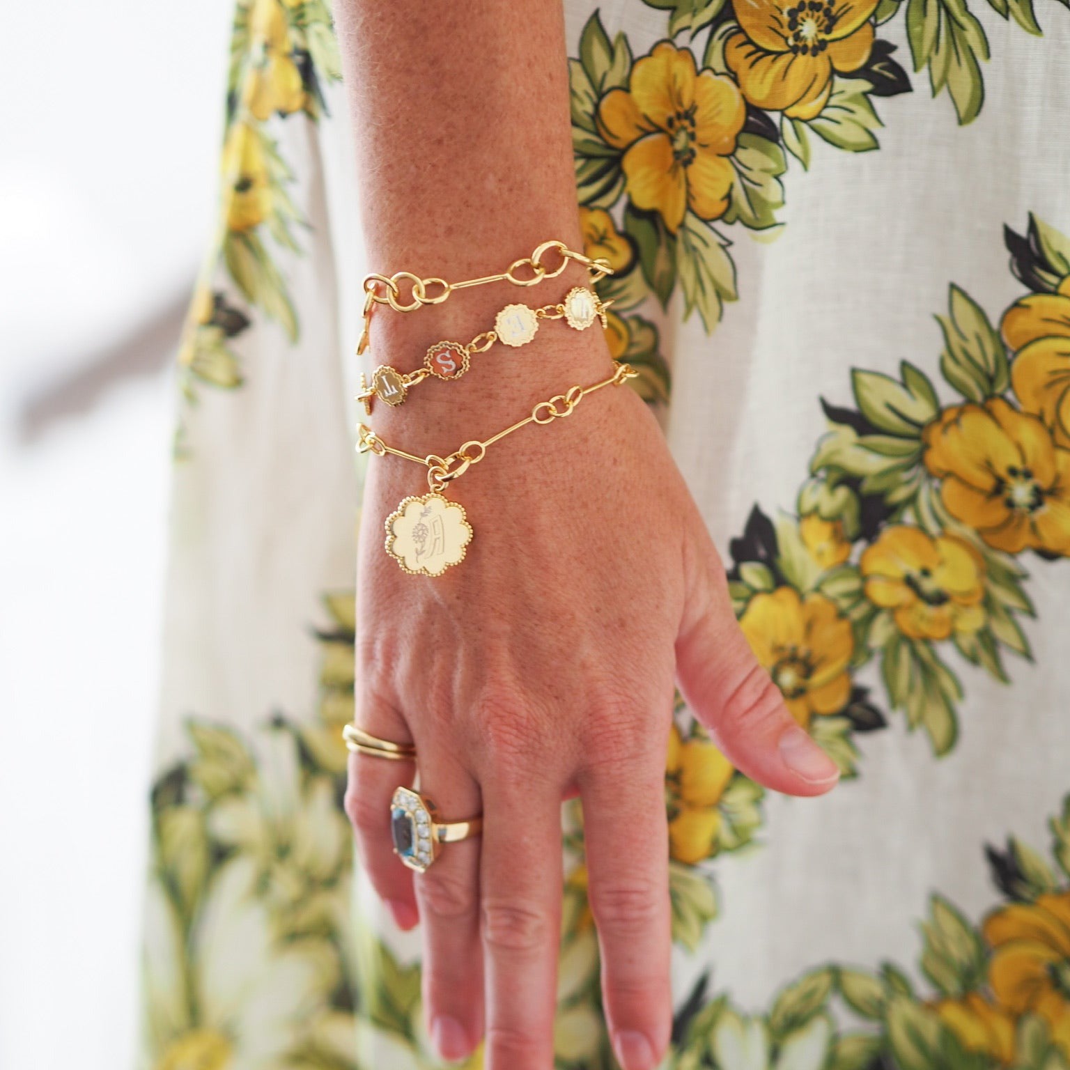 Goldbug Petite Wishbone Bracelet and Goldbug Scalloped Station Bracelet