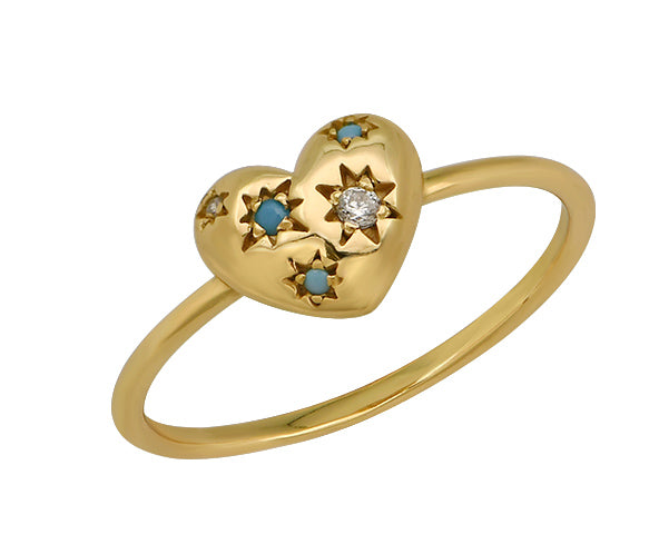 Goldbug Blue Skies Heart Ring