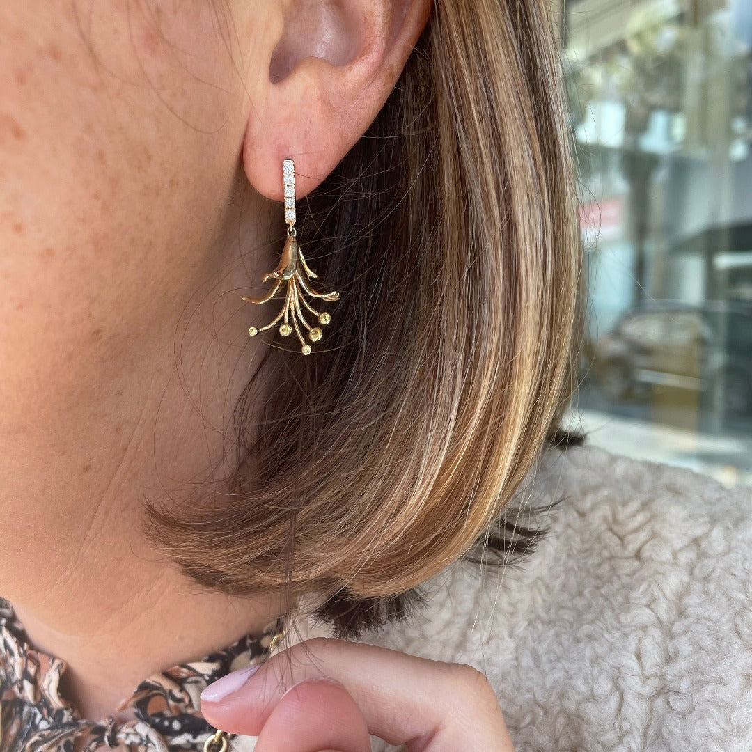 Yellow Sapphire & Diamond 14K Gold Honeysuckle Earrings