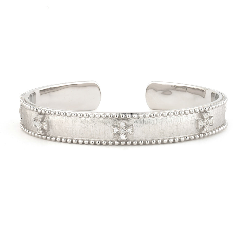 Jude Frances Silver Narrow Beaded Maltese Cuff