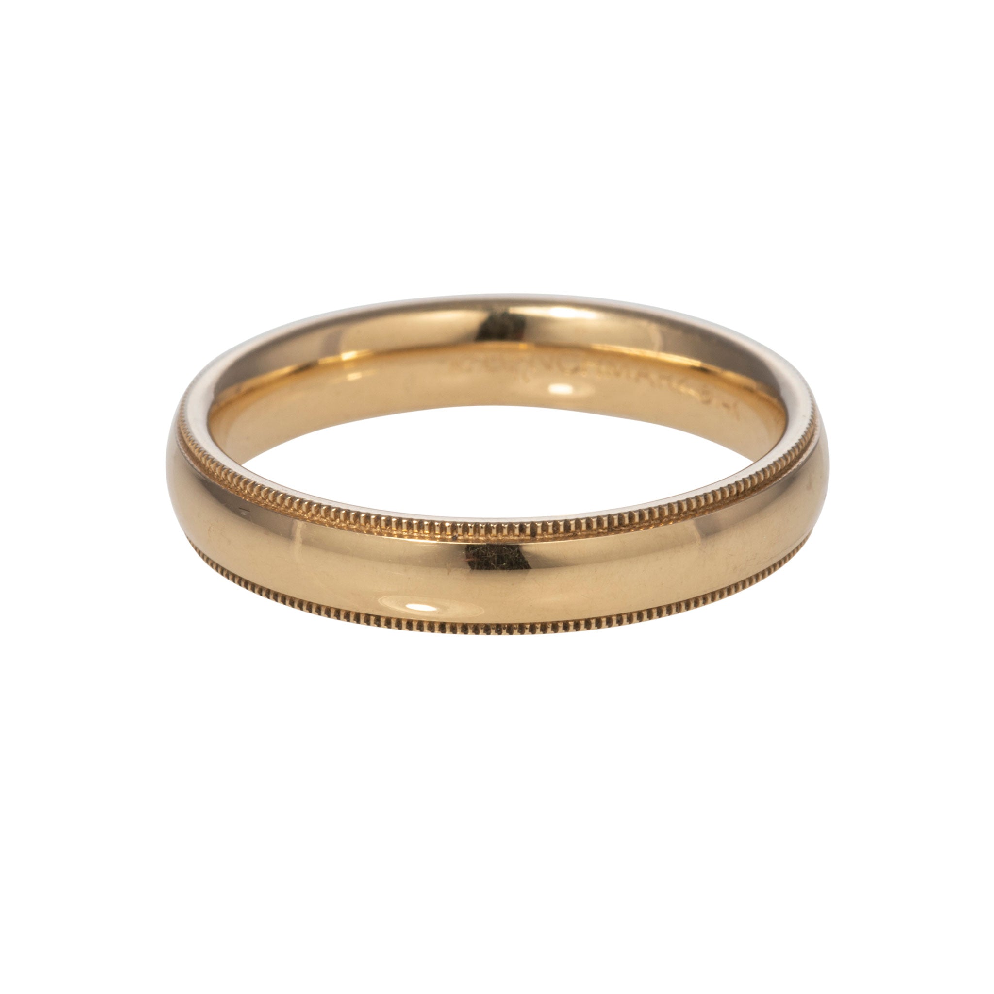 14K Yellow Gold Regular Comfort Fit Wedding Band 4mm Milgrain