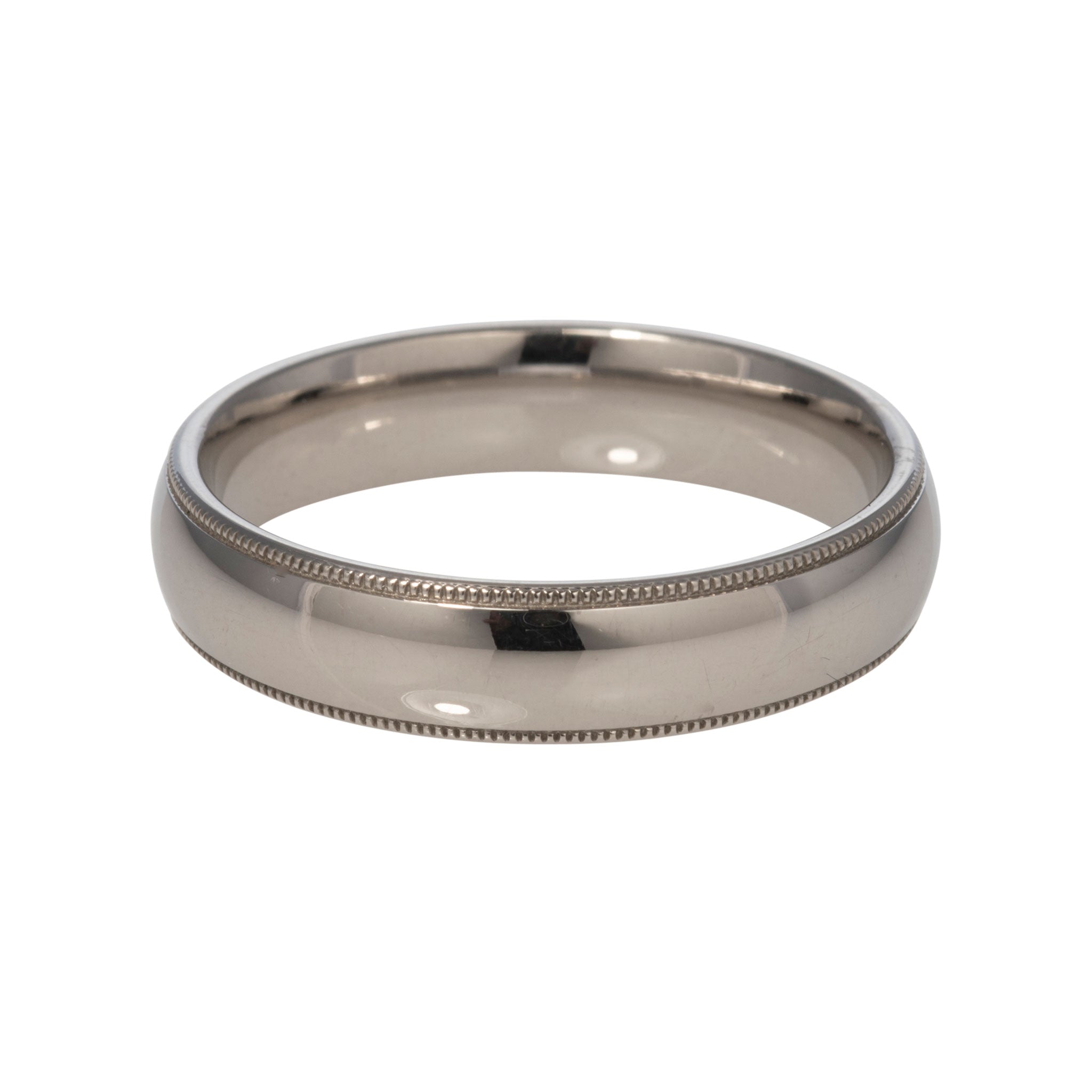 14K White Gold Regular Comfort Fit Wedding Band 5mm Milgrain