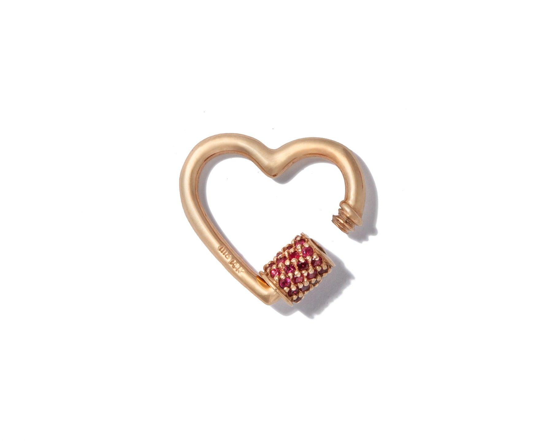 Marla Aaron 14K Gold Ruby Stoned Baby Heart Lock