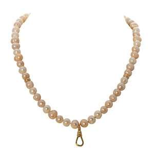 Gold Filled Swivel Clip & Pink Pearl Strand Necklace 30"