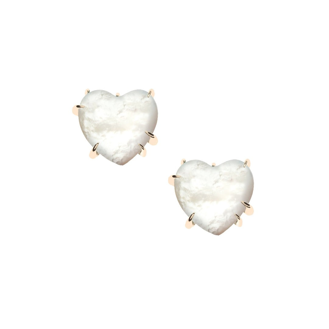 Jane Win Mother of Pearl Love Gumdrop Heart Earrings