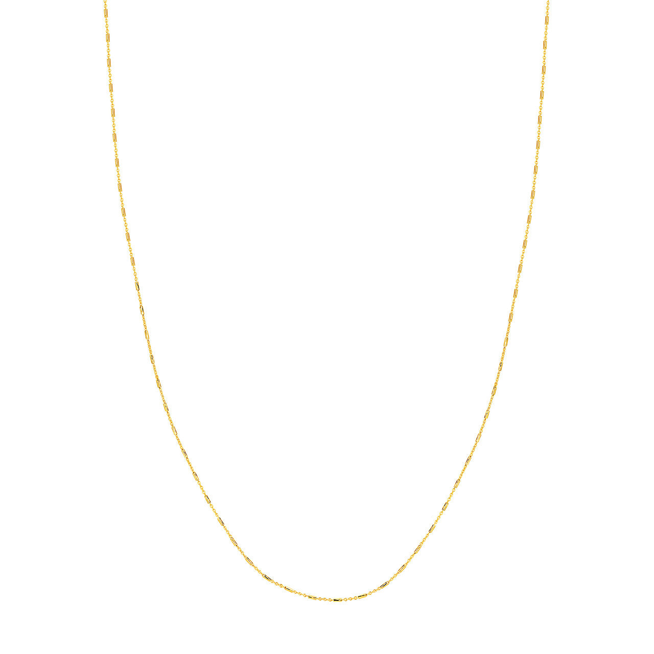 14K Yellow Gold Barrel Saturn Cable Chain Necklace