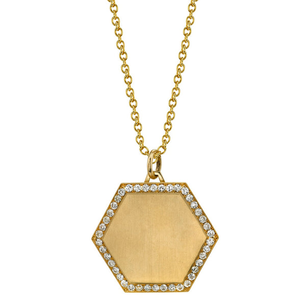 Single Stone Hexagon Pendant