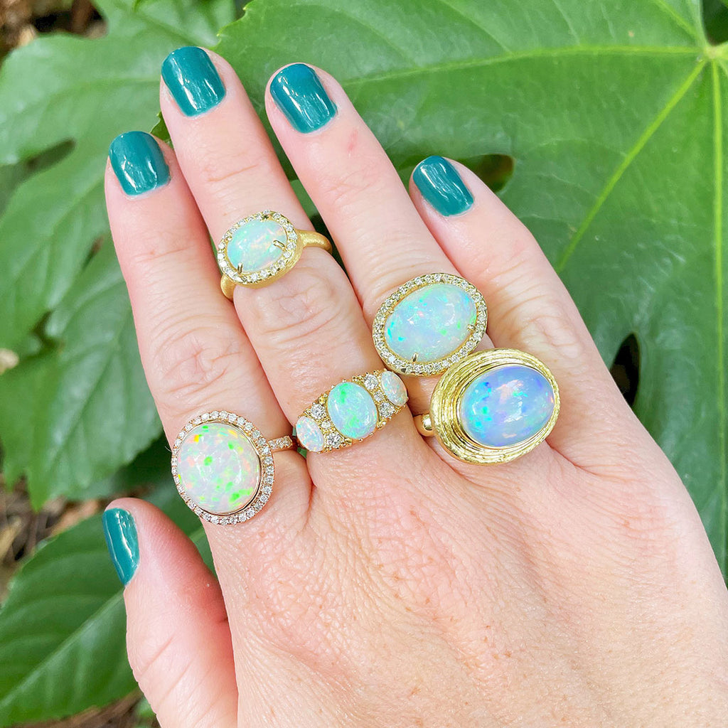 Cabochon opal rings styled