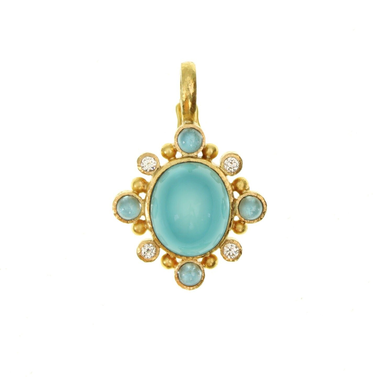 Elizabeth Locke Oval Aquamarine & Diamond Pendant