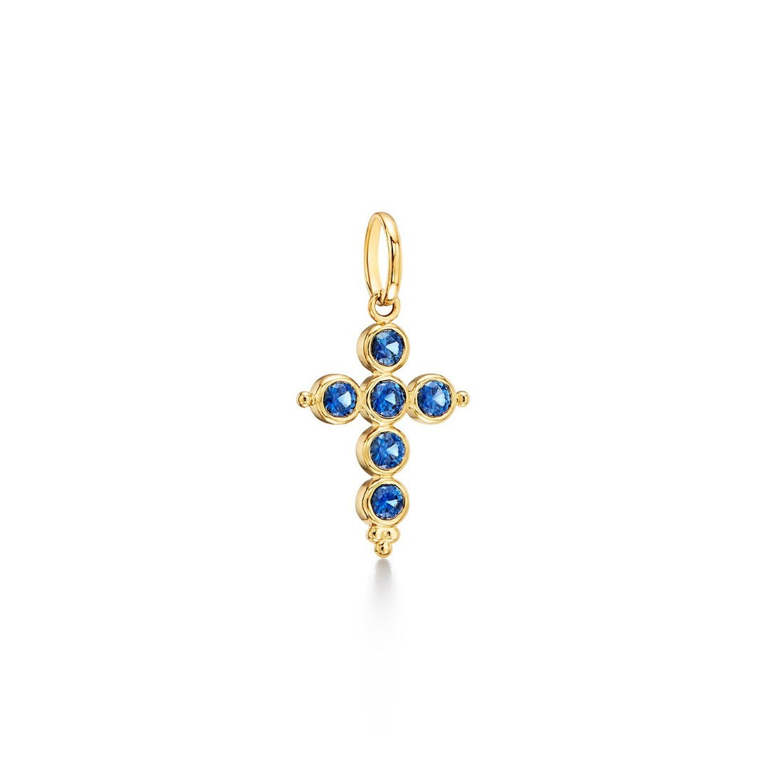 Temple St. Clair Blue Sapphire Classic Cross Pendant