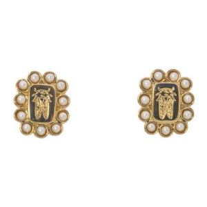 Goldbug Crest Pearl Earrings