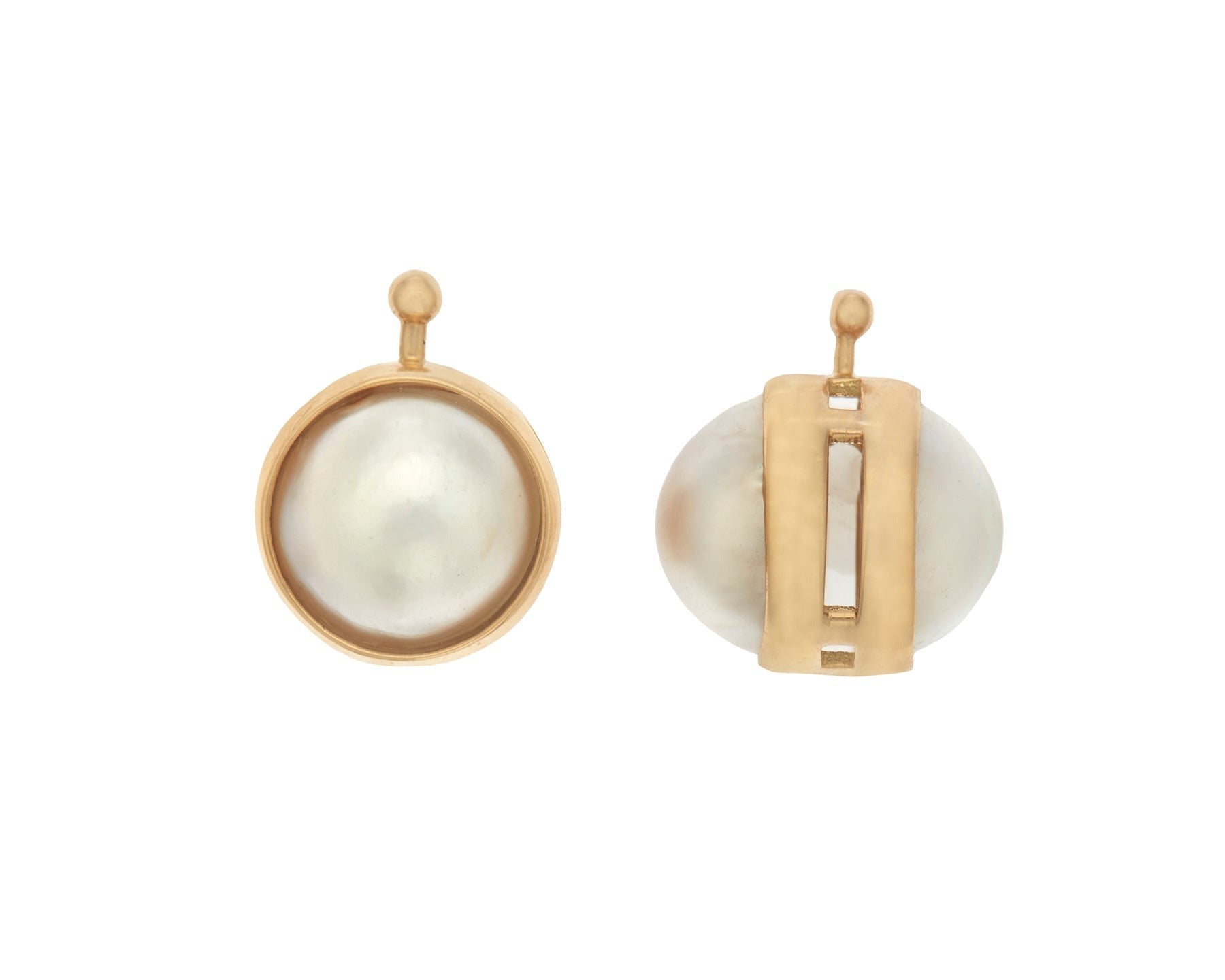 Marla Aaron 18K Gold Pearl Drop Lozenge Earring Charms