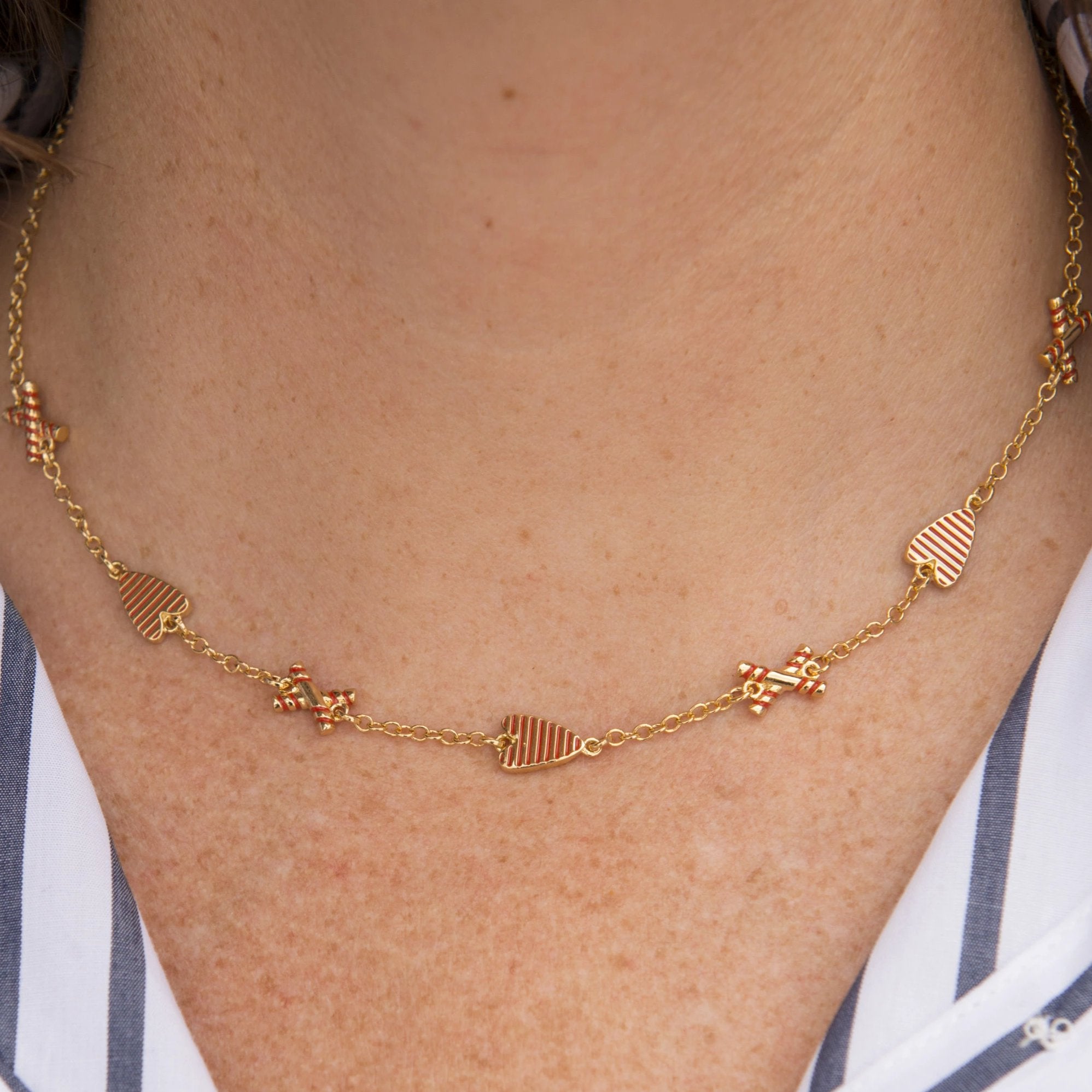 Goldbug Love On Top X & Heart Necklace