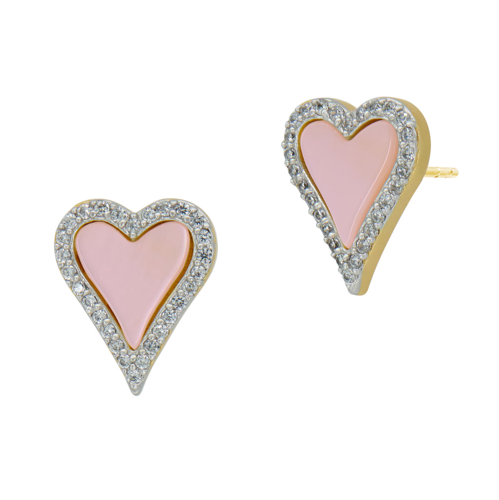 Freida Rothman Pink Heart Stud Earrings