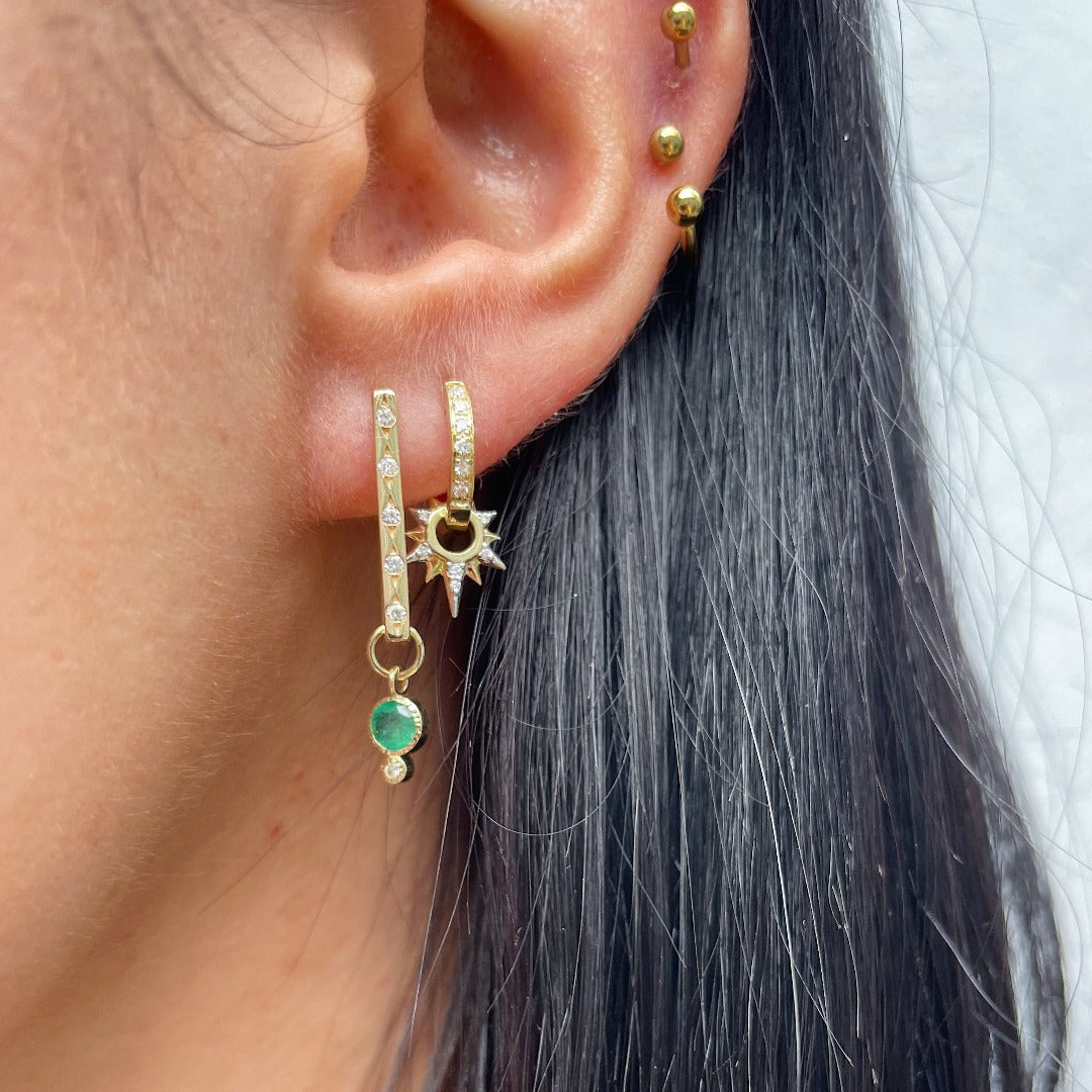 Emerald & Diamond 14K Gold Earring Charms