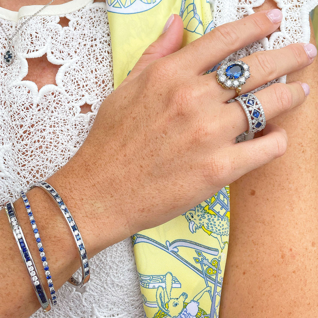 Sapphire rings and bangles styled