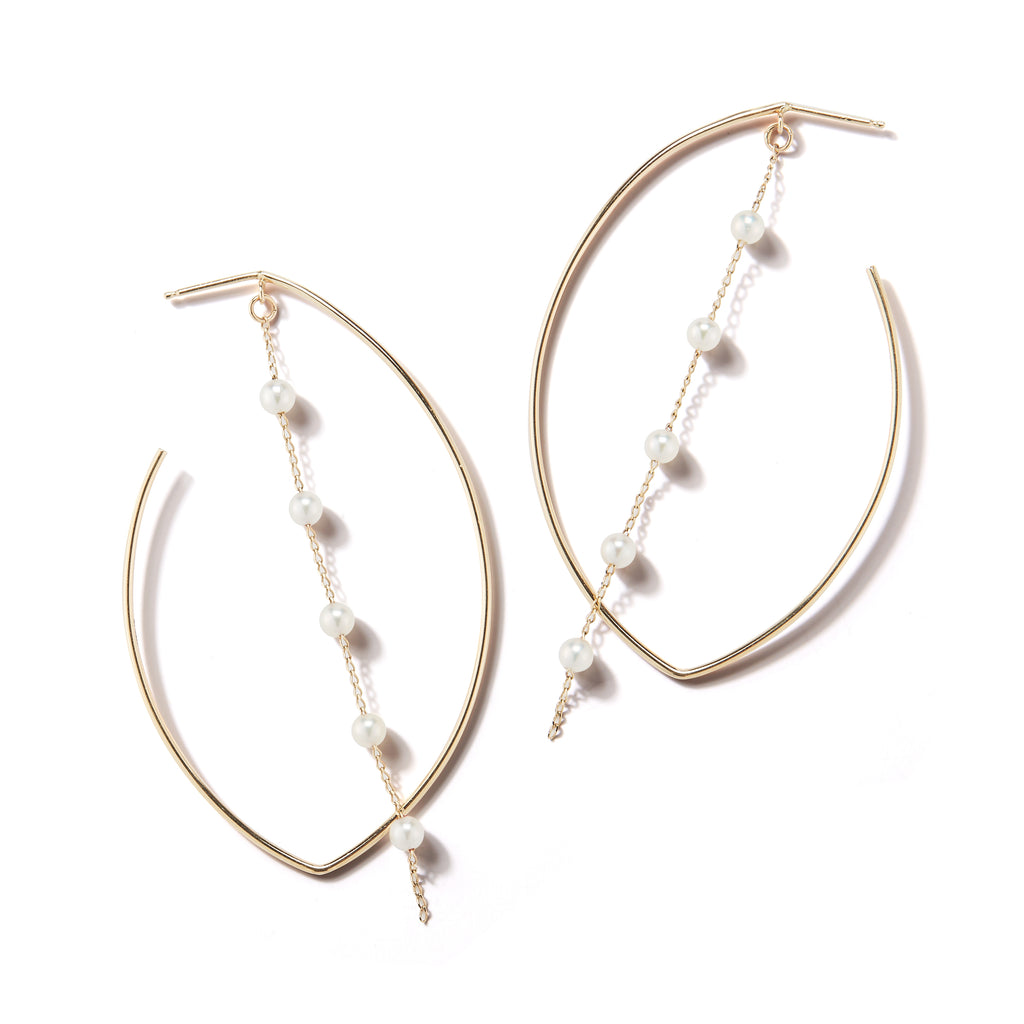 Mizuki Open Marquis and Pearl Chain Earrings