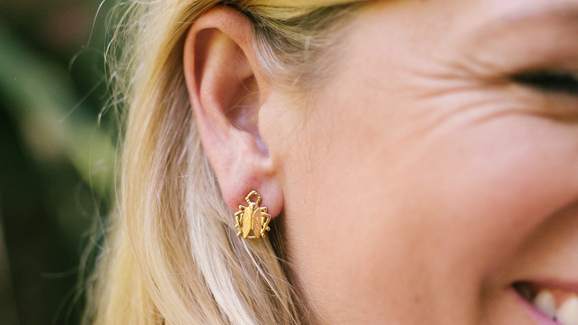 Goldbug Collection tiny bug studs styled