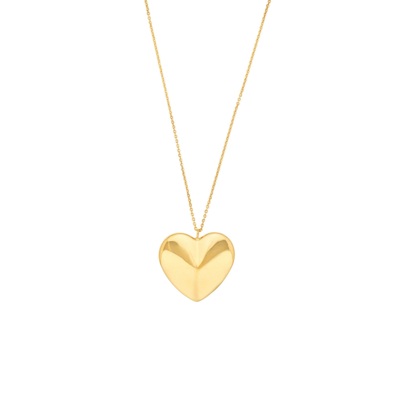 14K Yellow Gold Large Heart Pendant Necklace