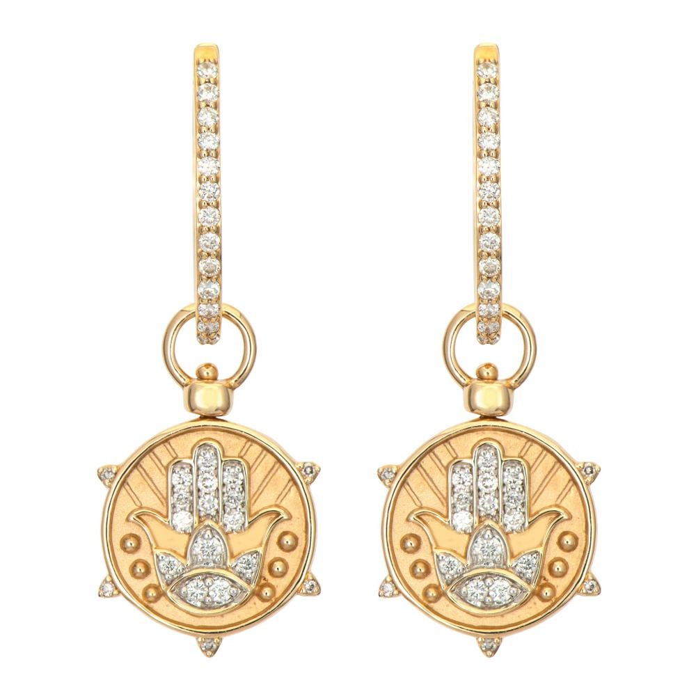 Star of David & Hamsa 14K Gold Top Switch Earring Charms