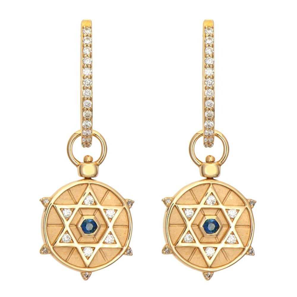 Star of David & Hamsa 14K Gold Top Switch Earring Charms