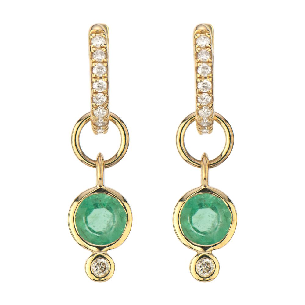 Emerald & Diamond 14K Gold Earring Charms