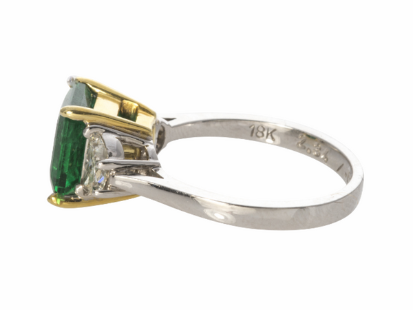 Emerald Half Moon Diamond Ring