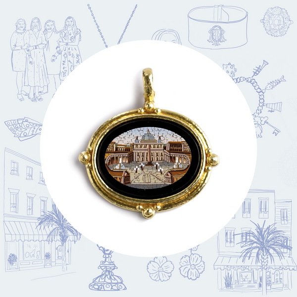 Elizabeth Locke St. Peter's Basilica 19th Century Micromosaic Pendant