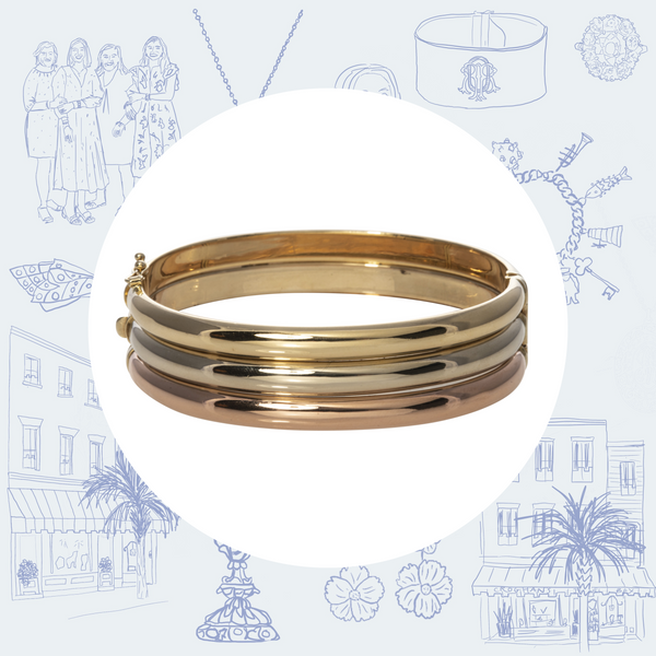 Estate 14K Tri-Color Gold Bangle Bracelet