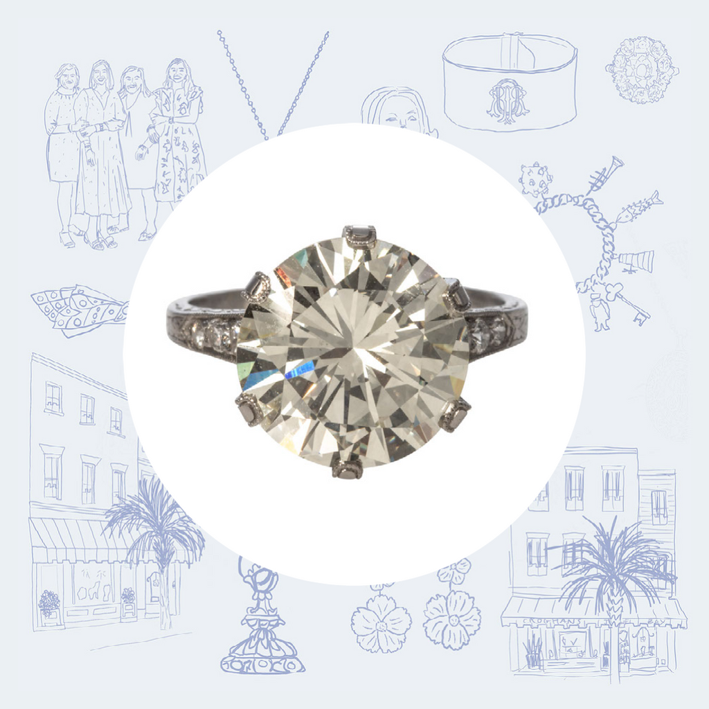 Estate 6.83ct Diamond Platinum Ring
