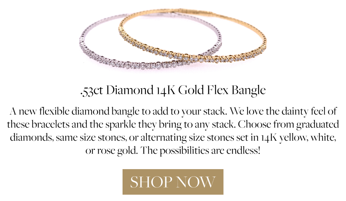 .53ct Diamond 14K Gold Flex Bangle