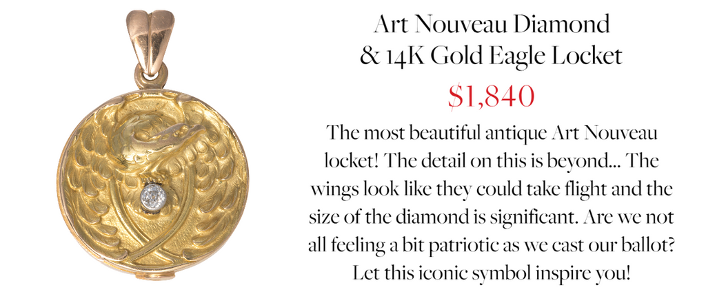 Art Nouveau Diamond Eagle Gold Locket