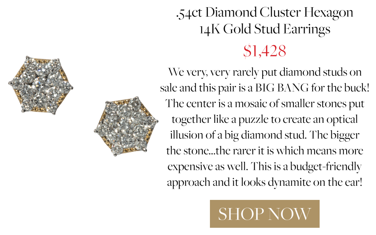 Diamond Cluster Hexagon Stud Earrings