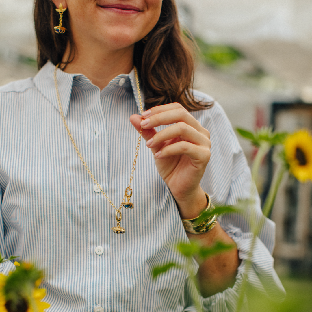 Goldbug Coral Bug Fob Pendant Necklace