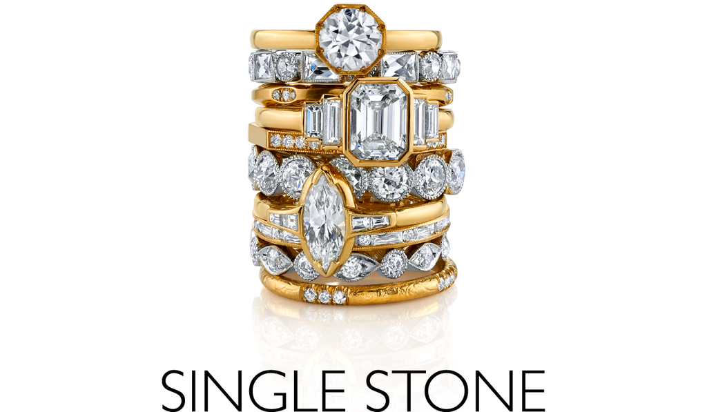 Single Stone assorted ring stack